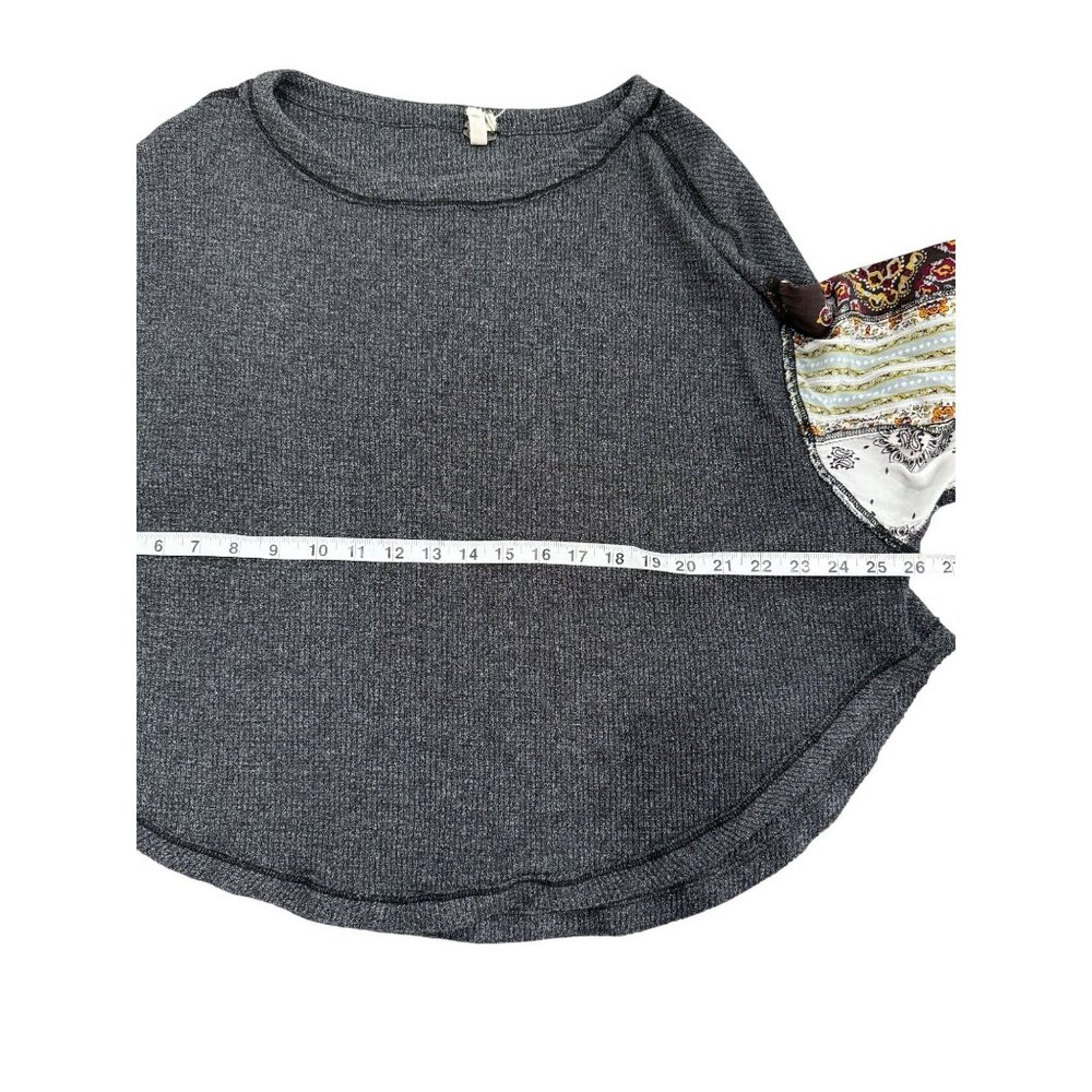 Free People Grey Blossom Thermal Top Boho Womens Size M - Picture 6 of 8